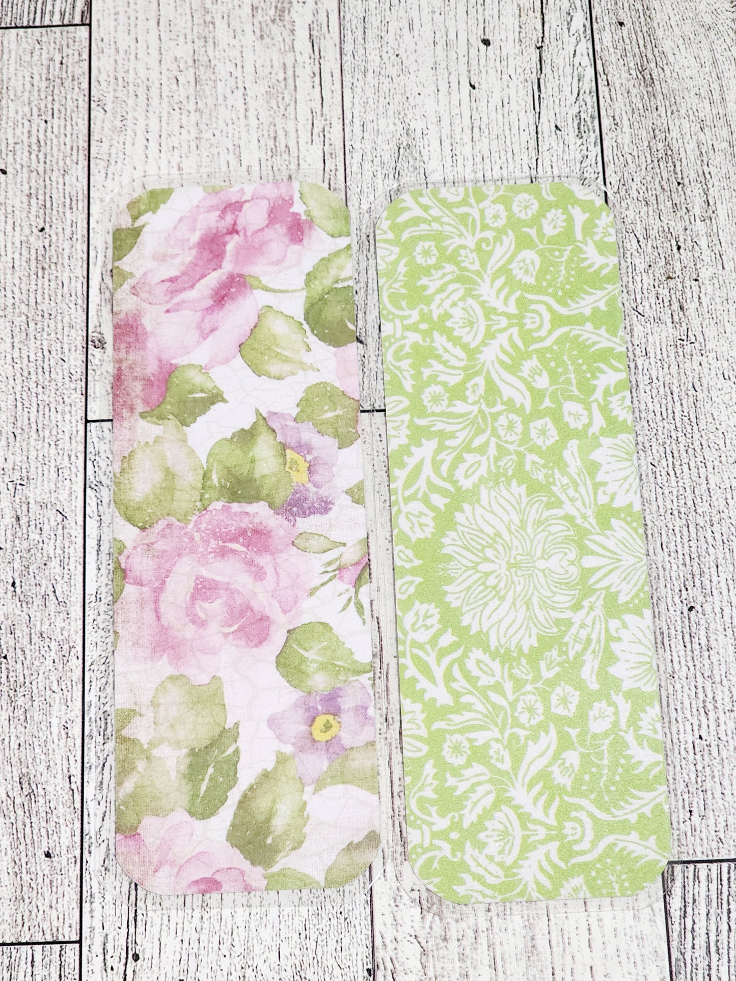 Pink & Green Flowers Bookmark