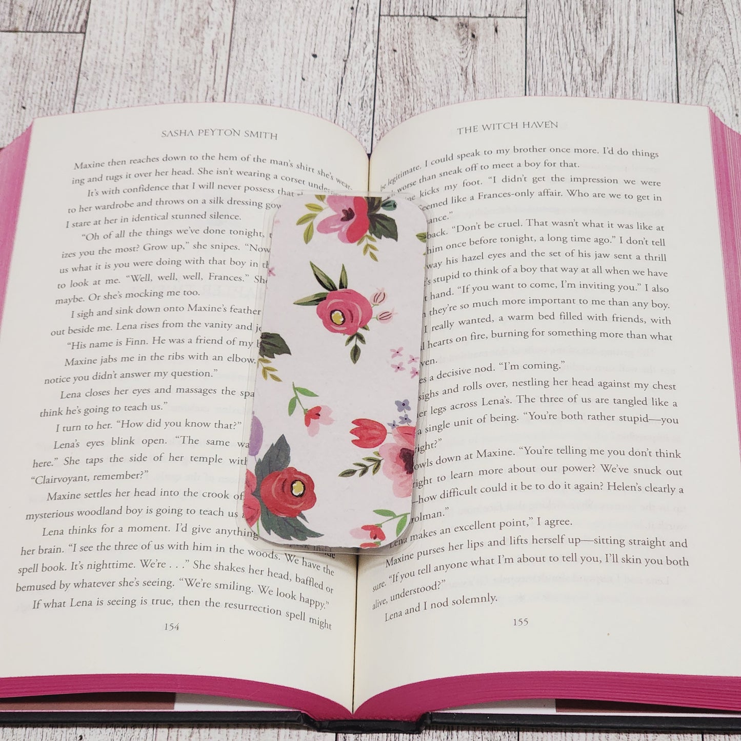 Pink Flowers On Black Bookmark