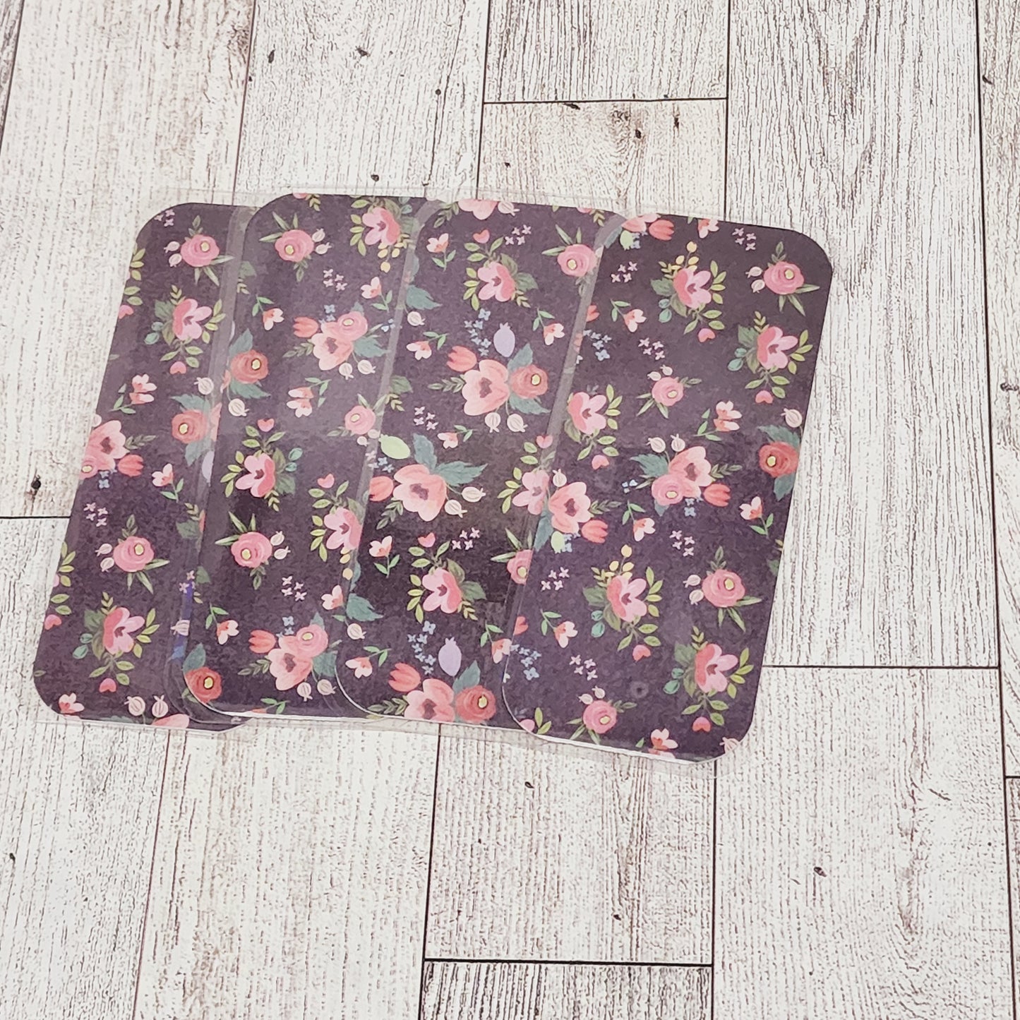 Pink Flowers On Black Bookmark