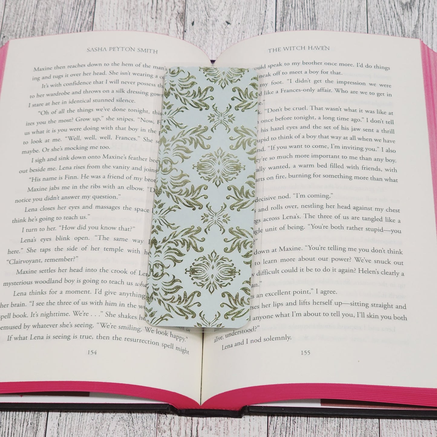 Gold & Mint Damask Bookmark